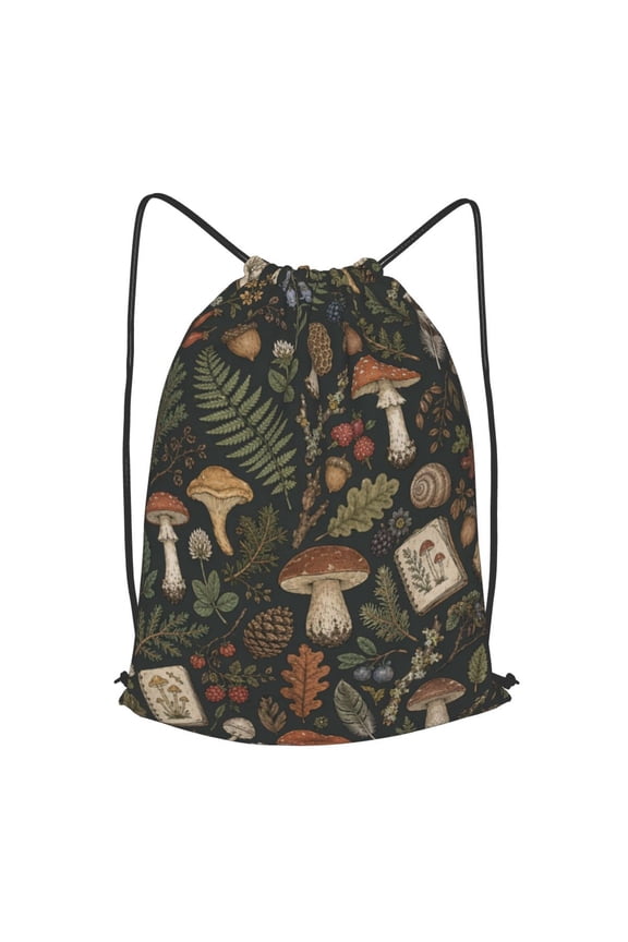 Woodland Foraging Field Doodle Drawstring Backpack Gym String Bag Sports Sackpack Cinch Sack, S