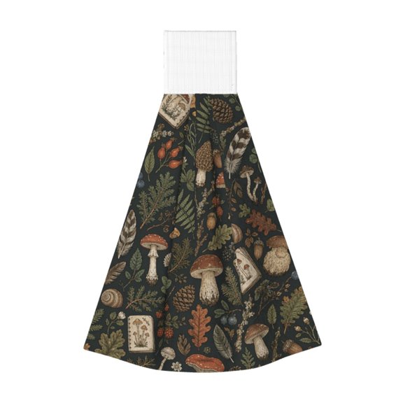 Woodland Foraging Field Doodle Hanging Coral Fleece Hand Towel 1 PC , Super Absorbent Kitchen Towel Quick-Dry Dish Cloth