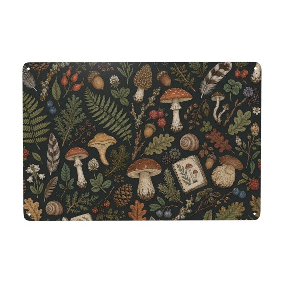 Woodland Foraging Field Doodle ,Metal Tin Sign Garden Signs Kitchen Wall Art Decoration Home Decor 8X12Inch