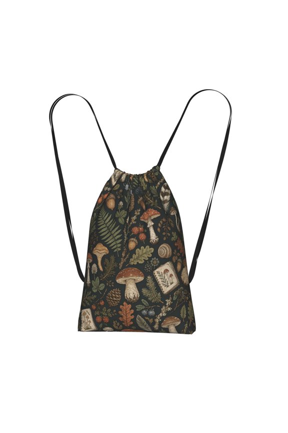 Woodland Foraging Field Doodle Packable Drawstring Backpack, Lightweight Foldable Cinch Storage Bag for Gym Travel Shopping