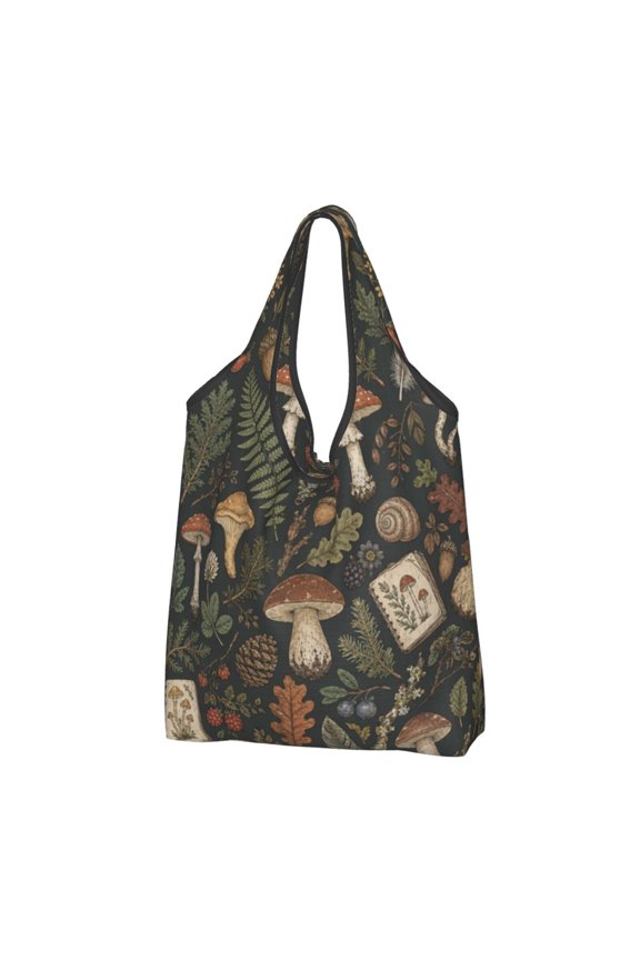 Woodland Foraging Field Doodle Reusable Grocery Bags Shopping Totes Foldable Washable Pouch Handbag Storage Bag