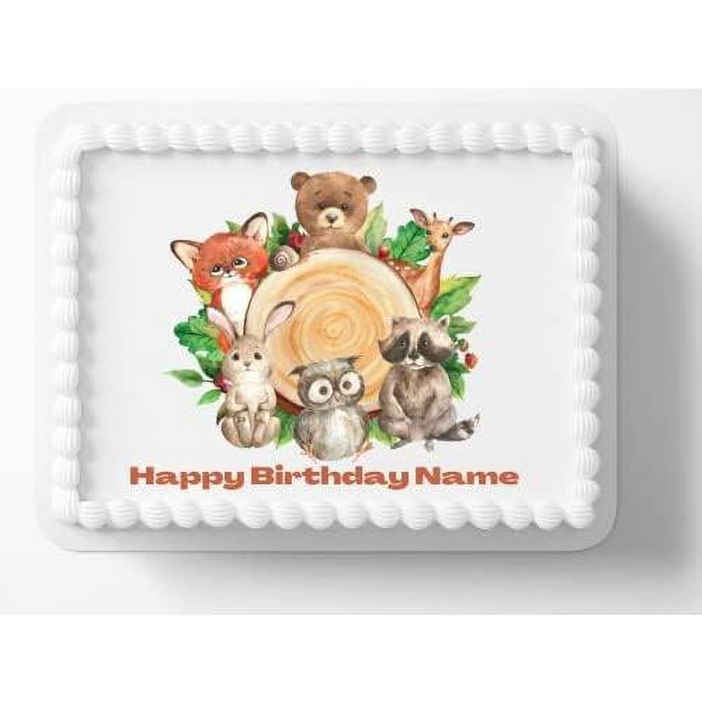 Woodland Forest Animals Baby Shower Happy Birthday Edible Cake Topper Edible Cake Toppers