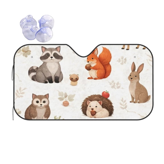 Woodland Forest Animals Car Windshield Sun Shade Universal Fit Auto Sun Visor Protector