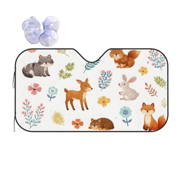 Woodland Forest Animals Car Windshield Sun Shade Universal Fit Auto Sun Visor Protector