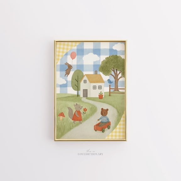 Woodland Forest Friends Nursery Wall Art Cute Animal Decor, Unframed Paper Print Size 8x12