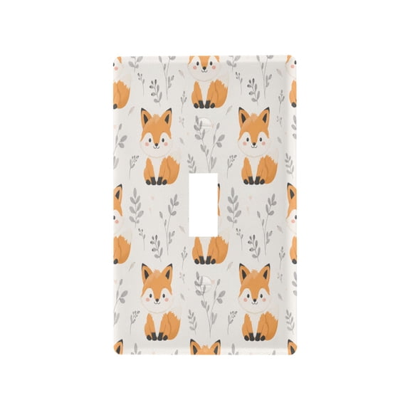Woodland Fox Floral Pattern Decorative Wall Plate, Flame Retardant PC Plastic Light Switch & Outlet Cover with Mounting Screws Fits Toggle Switch
