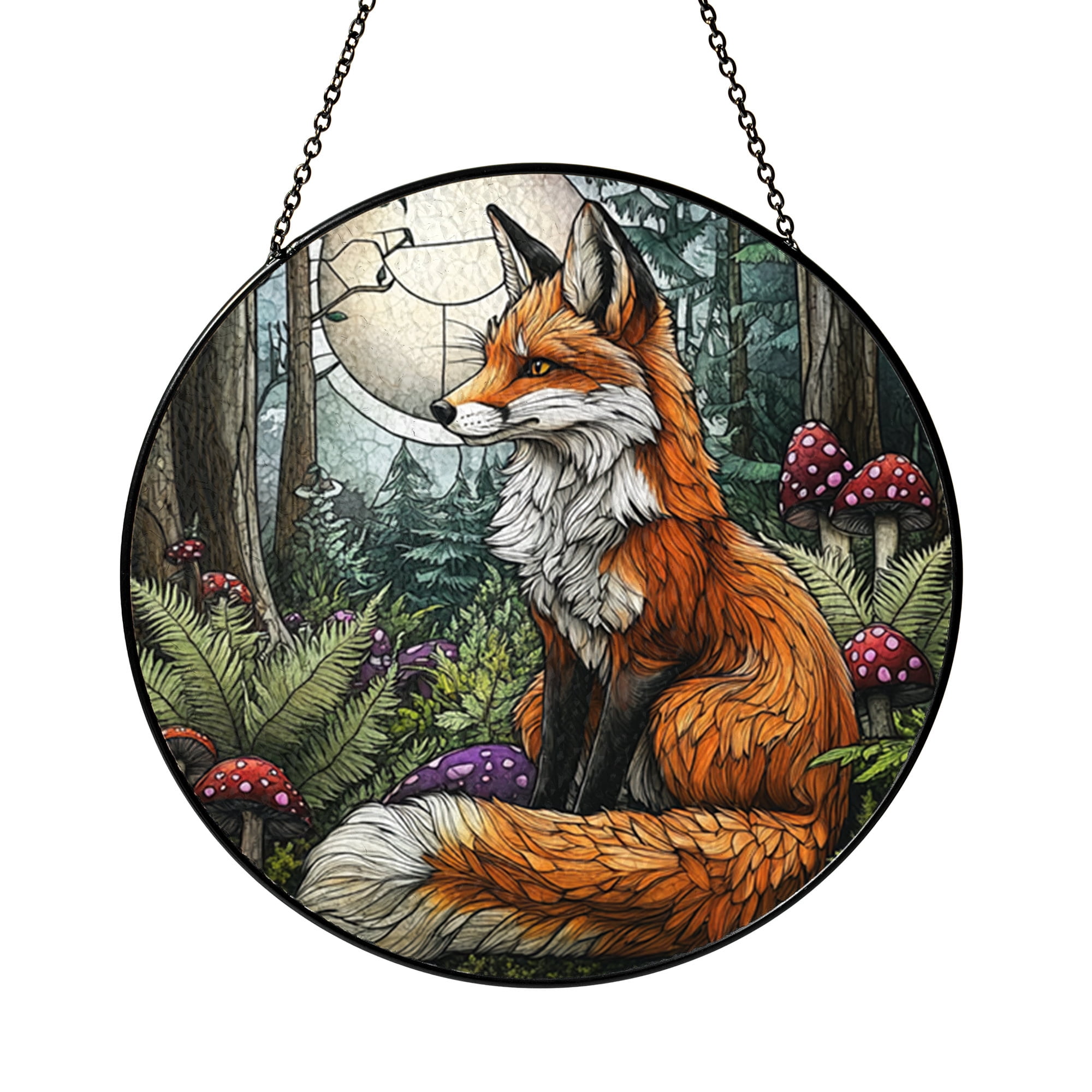 Fox Window Woodland Fox Glass Suncatcher, Wildlife Art Window Panel, Nature ...