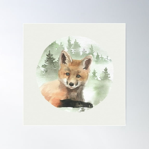 Woodland Fox Poster Wall Art, Modern Wall Decor For Living Room Bedroom, 30x30 UNFRAMED