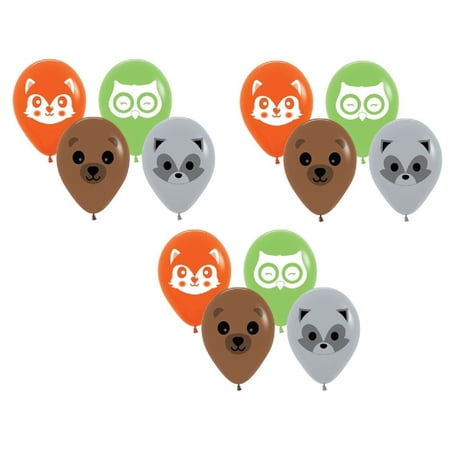 Woodland Fox Racoon Animal Critters 12 Baby Shower Birthday Party Latex Balloons