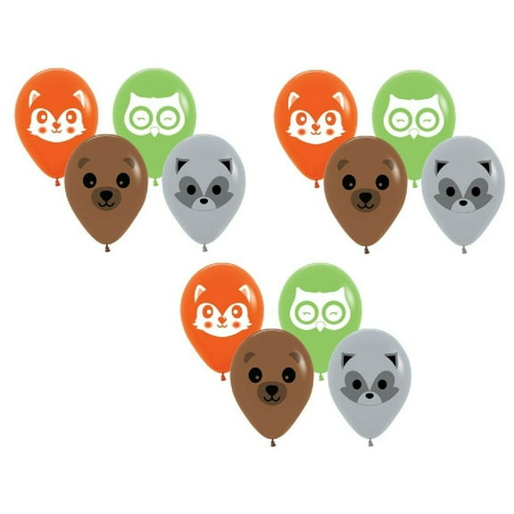 Woodland Fox Racoon Animal Critters 12 Baby Shower Birthday Party Latex Balloons