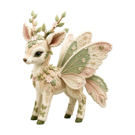 Woodland Friends DIY Patchwork Kit, Fantasy Wing Deer Plush Ornament, Vintage Hand Embroidery, Soft Decor for Home Desktop Room Gifting
