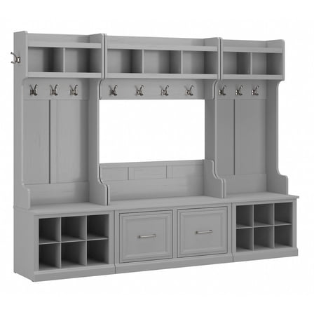 Woodland Full Entryway Storage Set with Doors in Cape Cod Gray - Engineered Wood