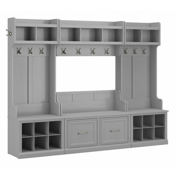 Woodland Full Entryway Storage Set with Doors in Cape Cod Gray - Engineered Wood