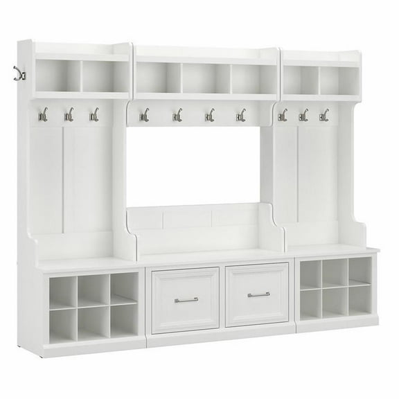 Woodland Full Entryway Storage Set with Doors in White Ash - Engineered Wood