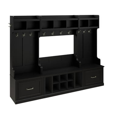 Woodland Full Entryway Storage Set with Drawers in Black Oak - Engineered Wood