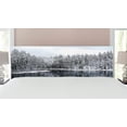 thumbnail image 1 of Woodland Headboard, Lake Surrounded by Snow Covered Trees on a Cold Winter Day in Finland Reflections, Upholstered Decorative Metal Bed Headboard with Memory Foam, King Size, White Brown, by Ambesonne, 1 of 4