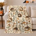 thumbnail image 1 of Woodland Hedgehog Botanical Forest Art Autumn, Rustic Botanical Portrait, Warm Flannel Blanket for Cabin and Lodge, Garden Lovers Thanksgiving Gift, Rustic Home Decor, 1 of 9