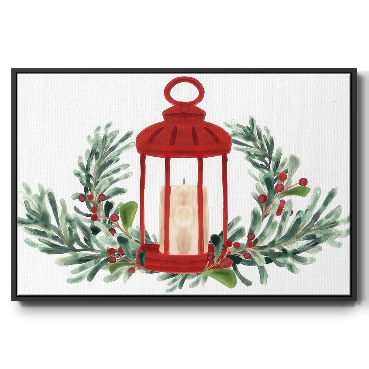 Woodland Holiday Collection A - Framed Gallery Wrapped Holiday Canvas - 17 x 25 - Black Frame
