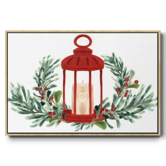 Woodland Holiday Collection A - Framed Gallery Wrapped Holiday Canvas - 27 x 41 - Natural Wood Frame