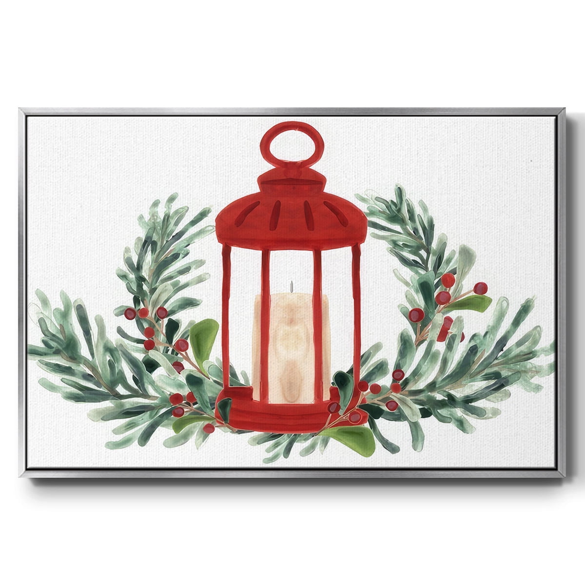 Woodland Holiday Collection A - Framed Gallery Wrapped Holiday Canvas - 27 x 41 - Silver Frame