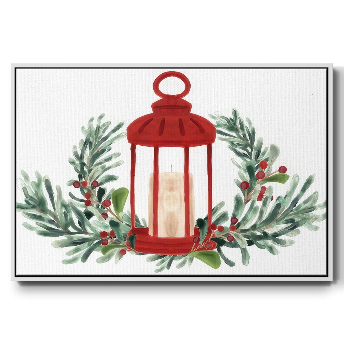 Woodland Holiday Collection A - Framed Gallery Wrapped Holiday Canvas - 37 x 25 - White Frame