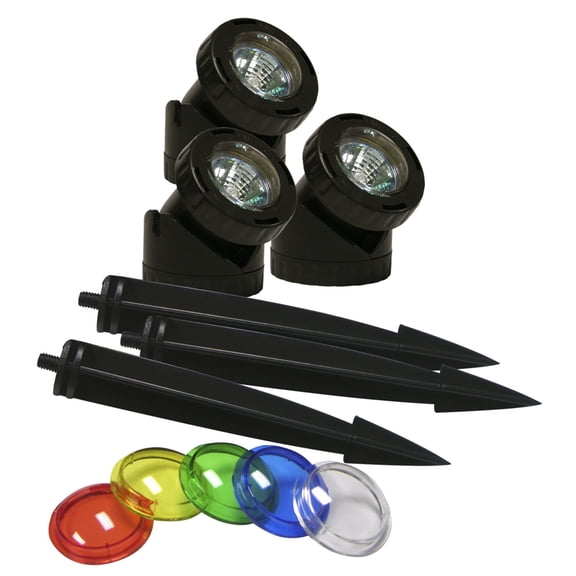 Power Beam Set Of 3, 10W Lights 23Ft. Cord W/ Color Lenses