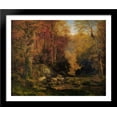 thumbnail image 1 of Woodland Interior with Rocky Stream 34x28 Large Black Wood Framed Print Art by Thomas Moran, 1 of 2