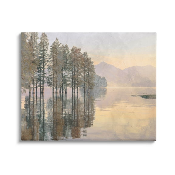 Woodland Lake Reflection Landscape Landscape Graphic Art Gallery Wrapped Canvas Print Wall Art