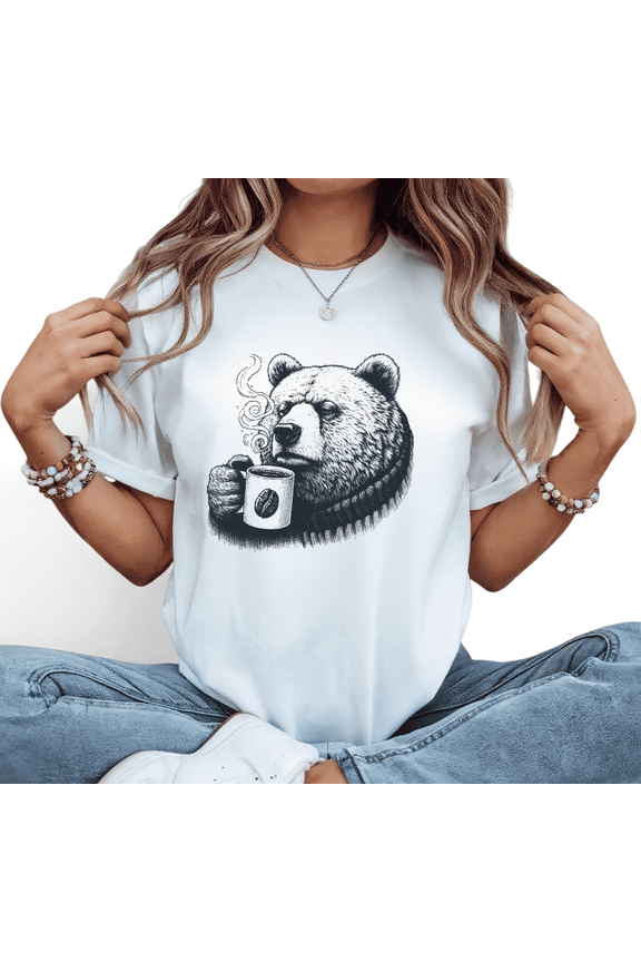 Woodland Lazy Bear White S-5XL Cotton Chill Graphic T shirt Women Lounge Day Tops