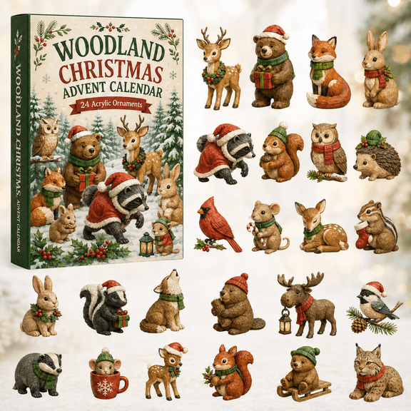 Woodland Merry Land Advent Calendar 2026 - 24-Day Festive Countdown, Acrylic Charms Blind Box - Gift For Woodland Lovers, Family Members, Christmas Ornaments, Rustic Home Decor