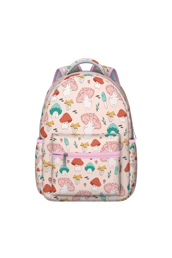 Woodland Mushroom Ergonomic Backpack - Waterproof & Durable Student Backpack with Padded Back Panel for Spinal Support