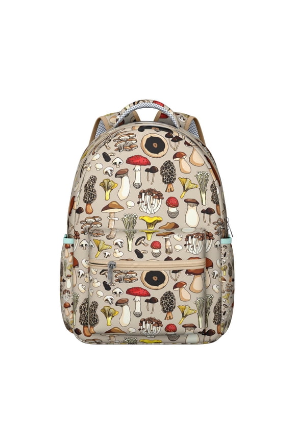 Woodland Mushroom Ergonomic Backpack - Waterproof & Durable Student Backpack with Padded Back Panel for Spinal Support