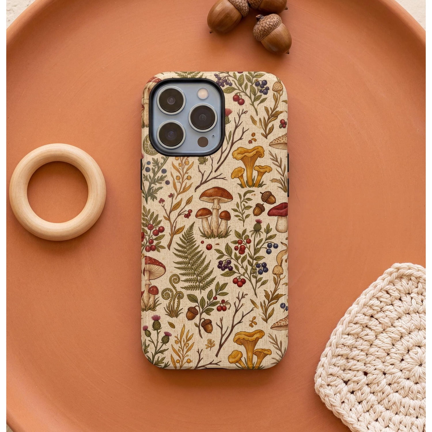 Woodland Mushroom, Fern, Acorn and Berry Tough Phone Case for Apple ...