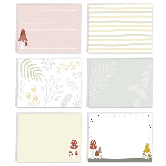 Woodland Mushroom Sticky Note Pads / 4" x 3" Whimsical Sticky Notes / Set Of 6 Pads / 50 Sheets Per Pad / Trendy Gift Idea / Made In The USA