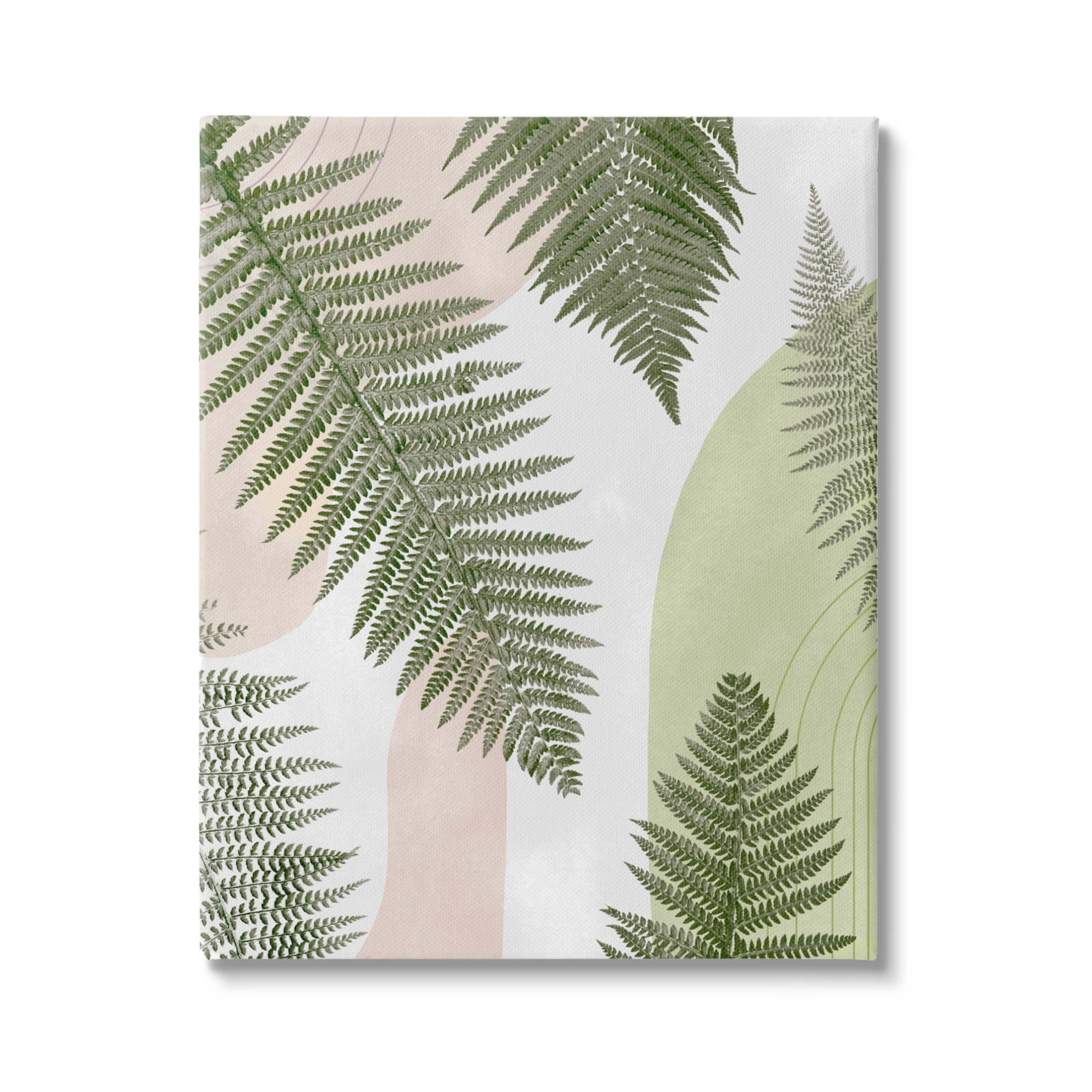 Woodland Nature Fern Leaves Green and Beige Canvas Art
