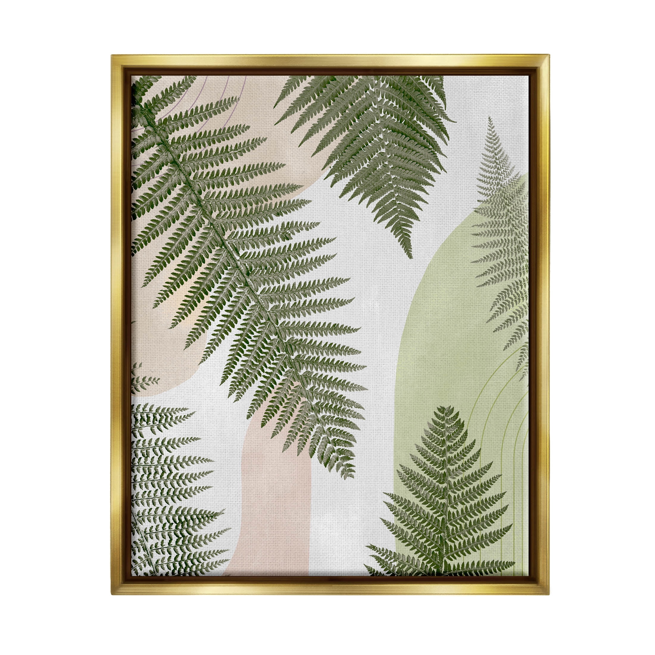 Woodland Nature Fern Leaves Botanical & Floral Graphic Art Metallic Gold Framed Art Print Wall Art