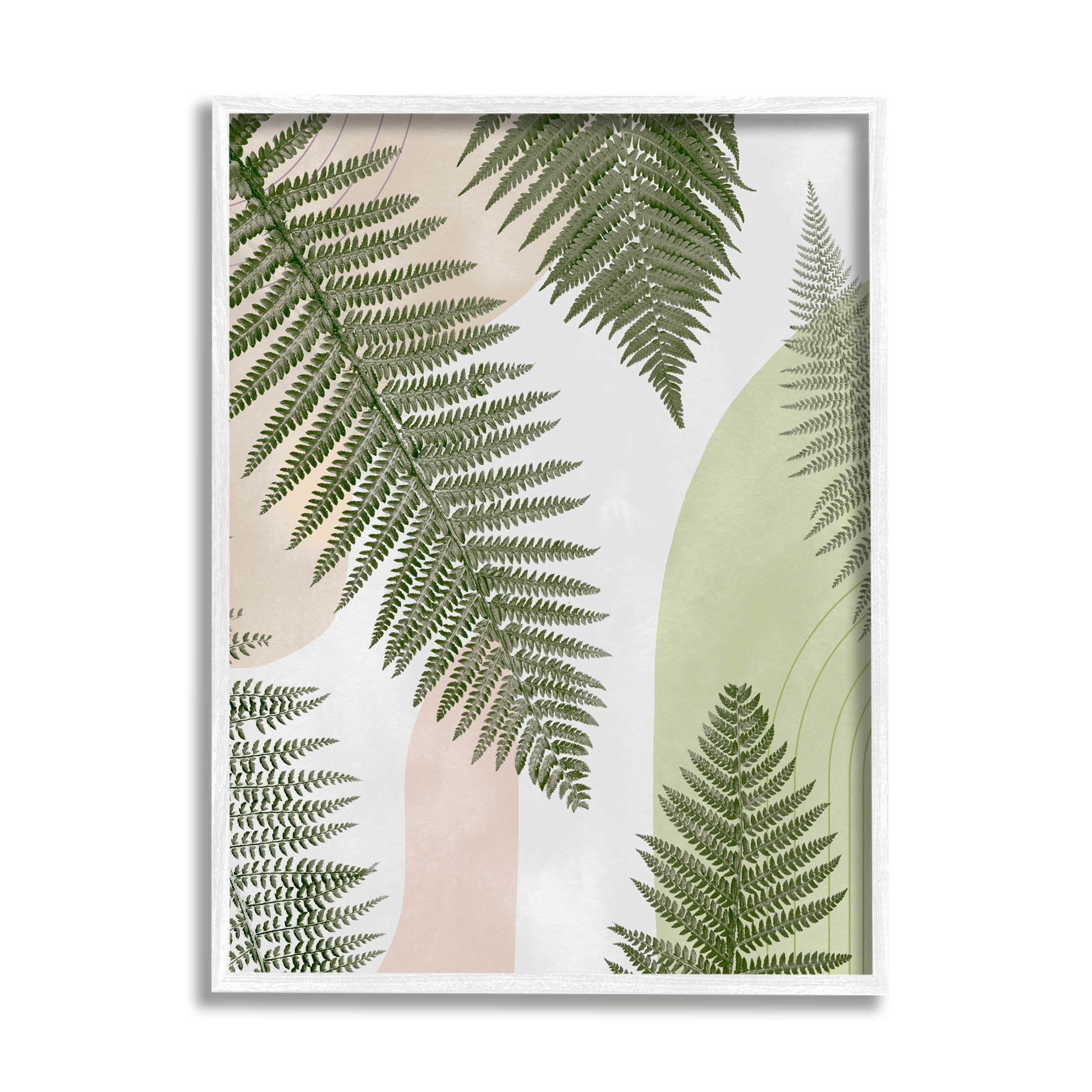 Woodland Nature Fern Leaves Botanical & Floral Graphic Art White Framed Art Print Wall Art
