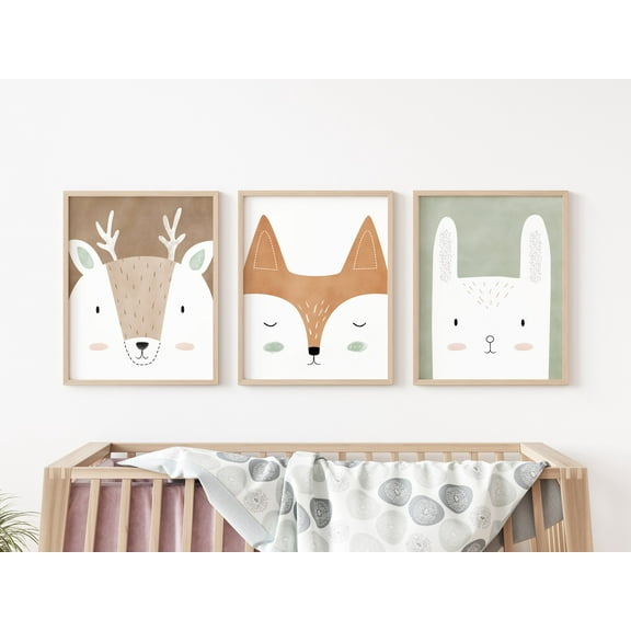 Woodland Nursery Decor, Woodland Wall Decor, Woodland Wall Art, Nursery Wall Decor, Woodland Art Print Set of 3 UNFRAMED 11x14''