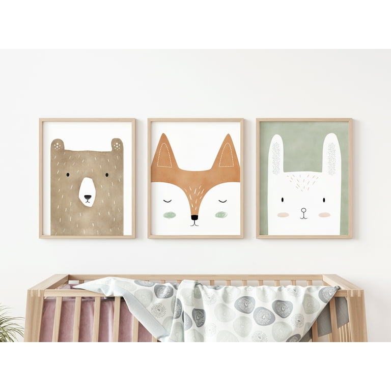 Woodland Nursery Decor, Wall Art, Baby Theme, Set of Unframed