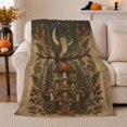 thumbnail image 1 of Woodland Owl With Owl And Moon Phases Moon Phase Forest Mystical Fantasy Art Nature Lovers Moonlit Forest Bird Motif Warm Flannel Blanket, Housewarming Gift for Cabin and Bedroom Home Decor, 1 of 9