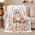 thumbnail image 1 of Woodland Owl With Owl And Moon Phases Moon Phase Forest Mystical Fantasy Art Nature Lovers Moonlit Forest Bird Motif Warm Flannel Blanket, Housewarming Gift for Cabin and Bedroom Home Decor, 1 of 9