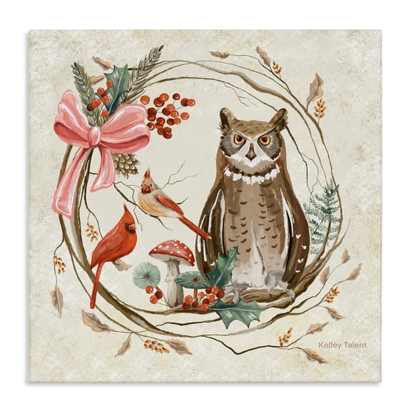 Stupell Industries Woodland Owl Rustic Wreath Canvas Wall Art, design by Kelley Talent, 36 x 36