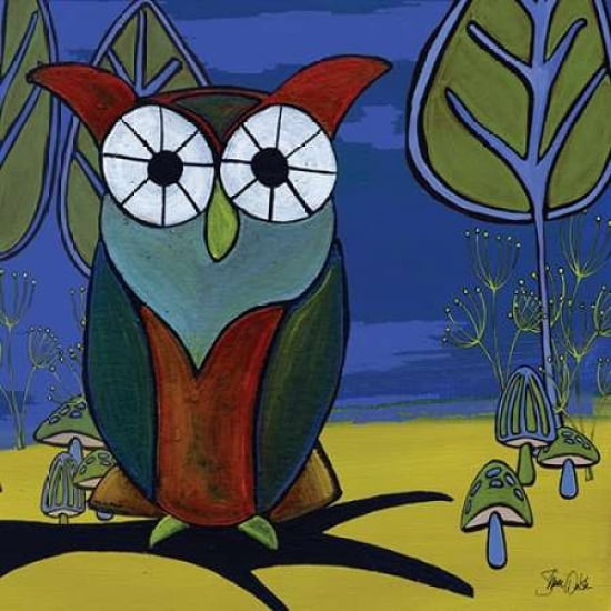 Woodland Owl in the Woods Canvas Art - Shanni Welsh (24 x 24)