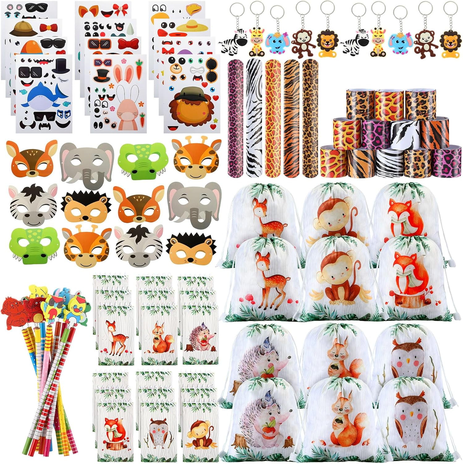 Woodland Party Favors 90Piece Jungle Animals Drawstring Backpack