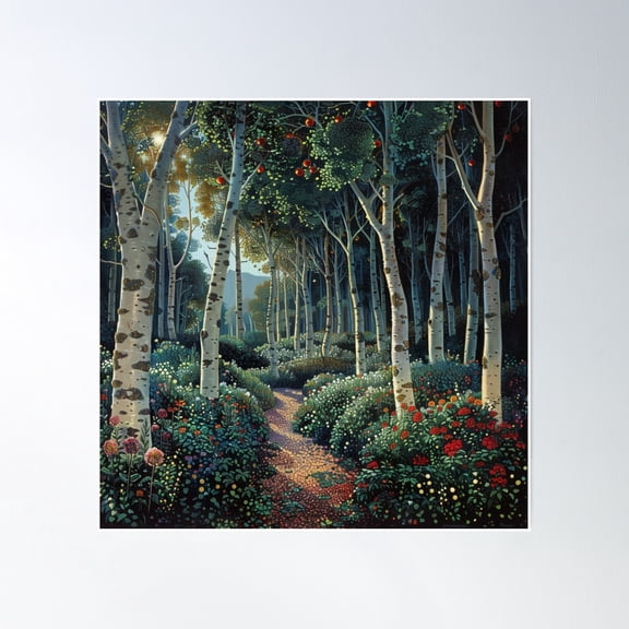 Woodland Pathway Poster Wall Art, Modern Wall Decor, 24x24 UNFRAMED