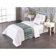 thumbnail image 1 of Woodland Pattern Bed Runner, Sketch Style Drawn Tree Branches on Grunge Striped Backdrop, Decorative Accent Bedding Scarf for Hotels Homes & Guest Rooms, Twin, Cadet Blue Green Brown, by Ambesonne, 1 of 3