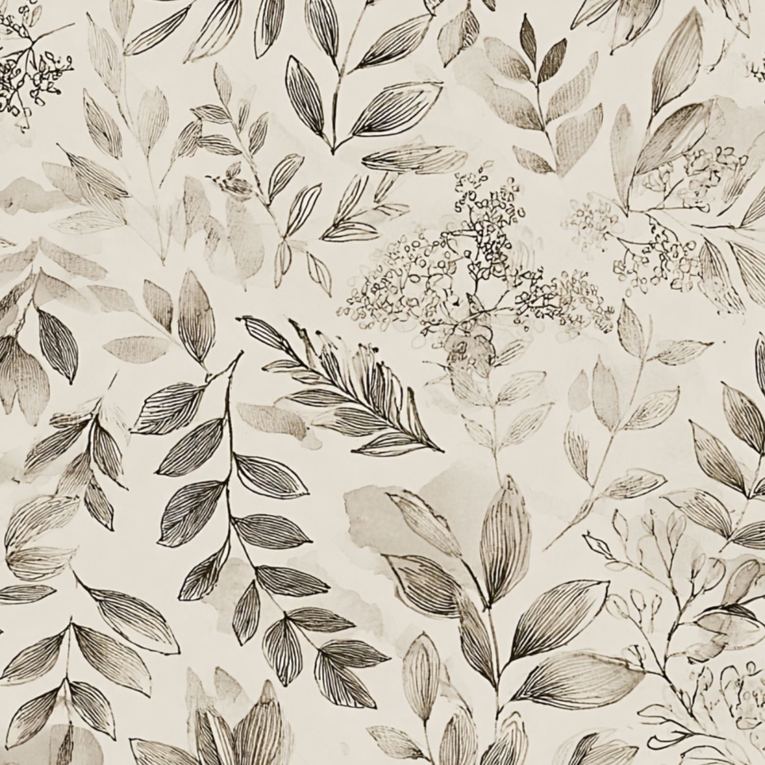 Woodland Peel and Stick Wallpaper 23.6in x 9.8ft Black White Botanical Floral Leaves Delicate Contact Paper Vinyl Waterproof Self Adhesive Wall Paper for Bedroom Shelf Cabinet Renter Friendly