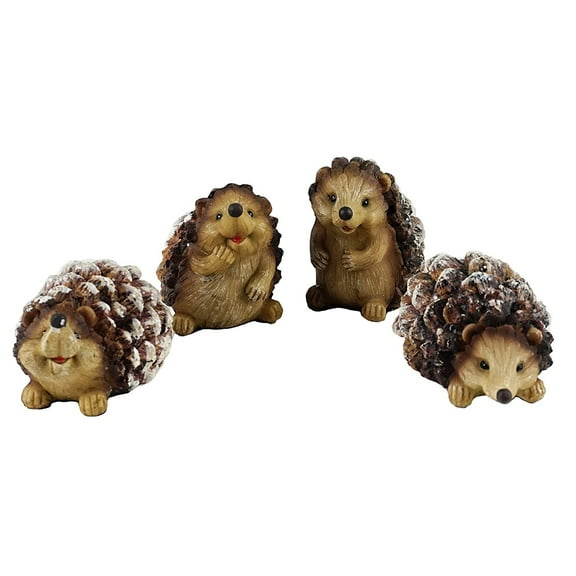 Woodland Pinecone Hedgehog Holiday Figurines - Set of 4