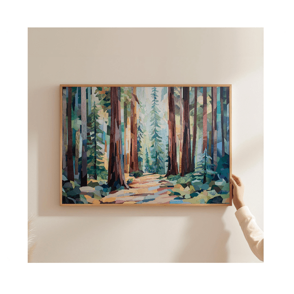 Woodland Poster Pacific Northwest Redwood Trees Forest Wall Art Hiking Path Poster Sequoia National Park Redwood Forest