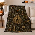thumbnail image 1 of Woodland Rabbit Family Autumn Wildflowers, Peaceful Woodland Scene, Warm Flannel Blanket for Cabin and Lodge, Wildlife Lovers Thanksgiving Gift, Botanical Home Decor, 1 of 9